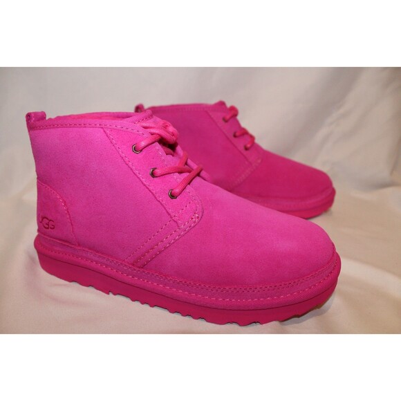 UGG YOUTH 6 WOMEN'S 7.5-8 NEUMEL CHUKKA SUEDE SHEARLING BOOTS PINK NIB - Picture 4 of 8